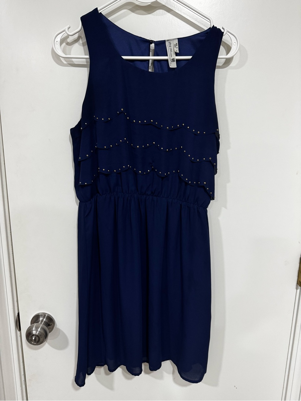 Pink Owl Navy Blue Tiered Studded Sleeveless Dress Size M